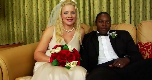 blonde interracial newlyweds