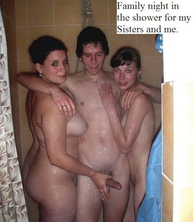 bathroom, threesome, mom, sister, brother