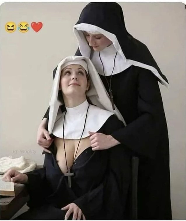 nun, lesbian, sexy, big boobs, big tits