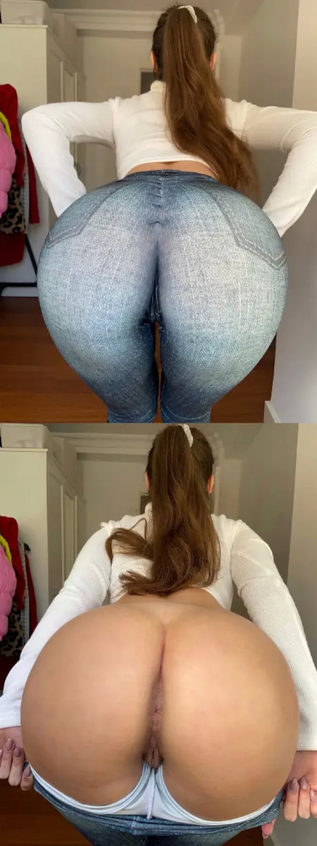 big ass, asshole, pussy, jeans, legs