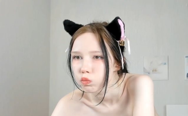 camgirl, cat ears, teen, pale, smalltits