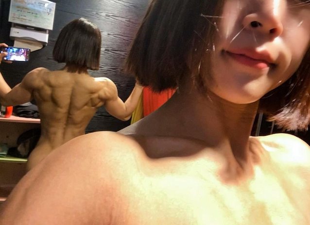 asian, fit, short hair, fitness, muscle girl