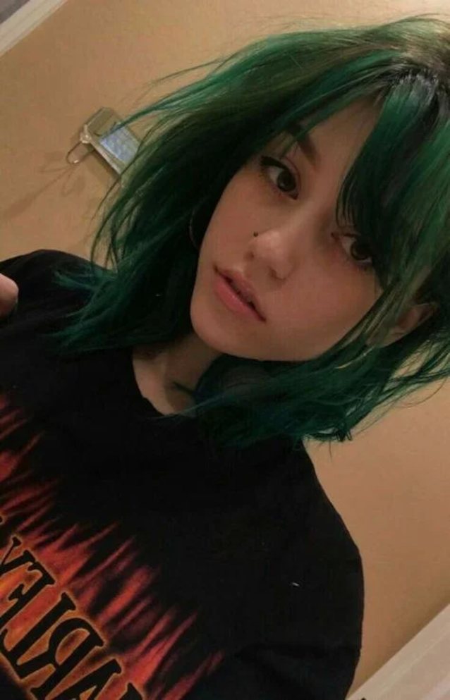 green hair, teen, young