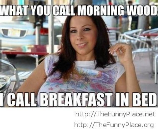 meme, breakfast in bed, smiling, white shirt