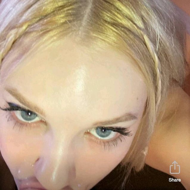 blonde, eye contact, blue eyes, blowjob, drepthroat