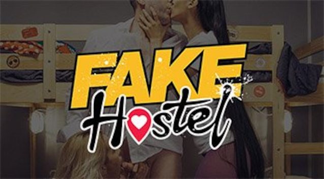 long hair, fake hostel, blonde, brunette, threesome