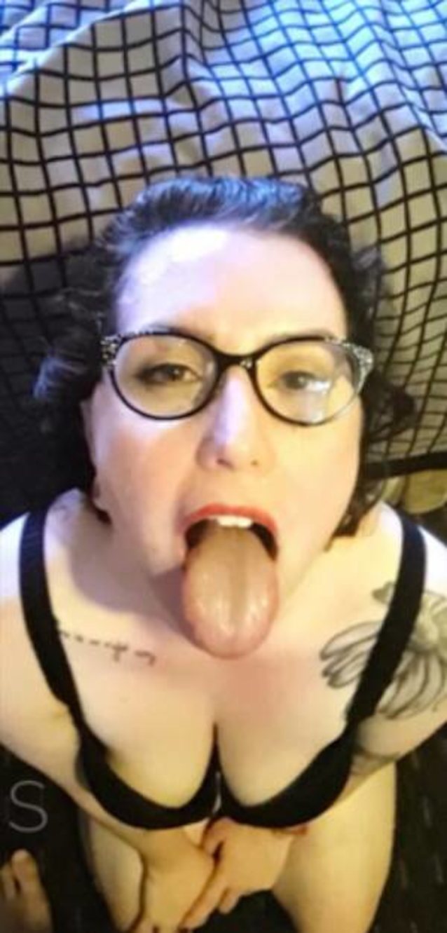 dark hair, glasses, tongue, cum, bitch