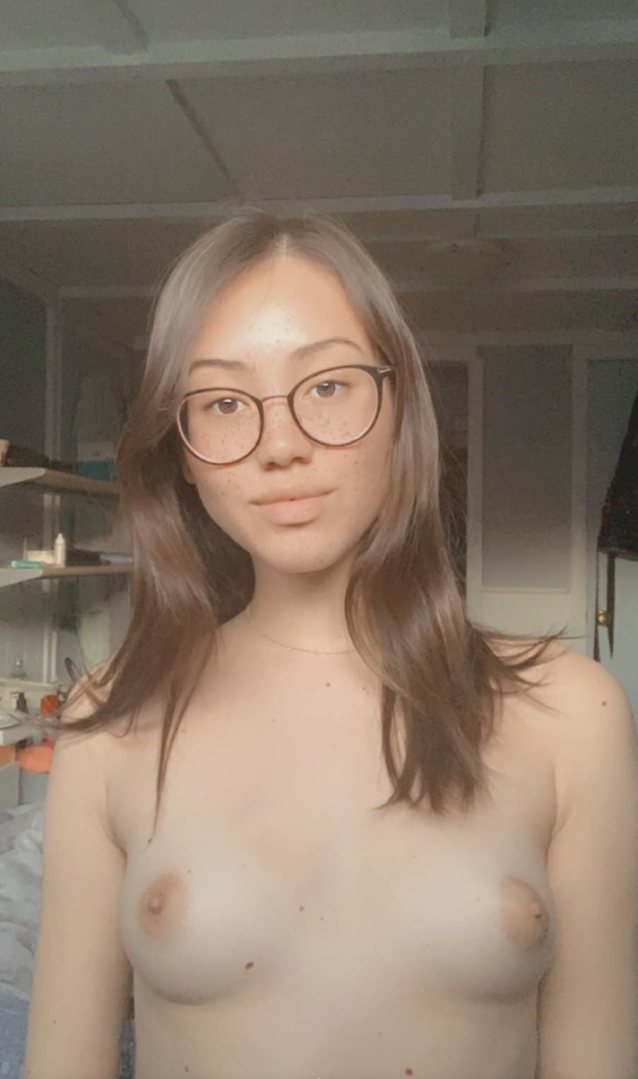 glasses, babe, small tits, selfie