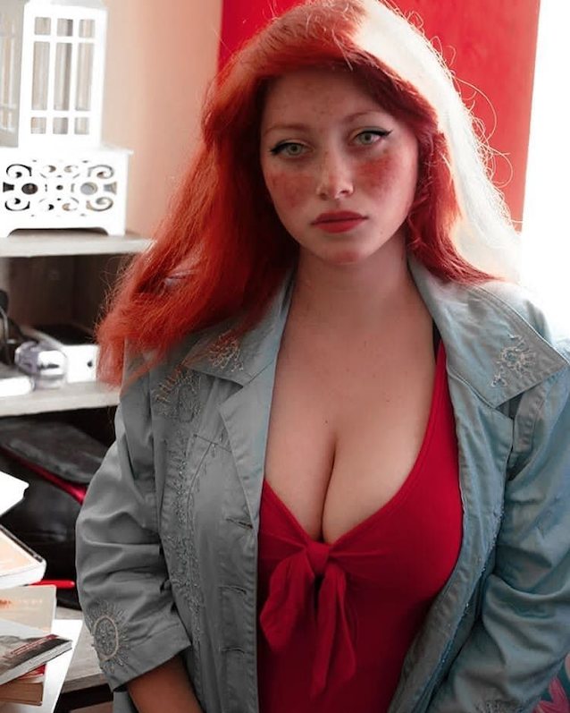 redhead, huge tits, big boobs, beautiful eyes