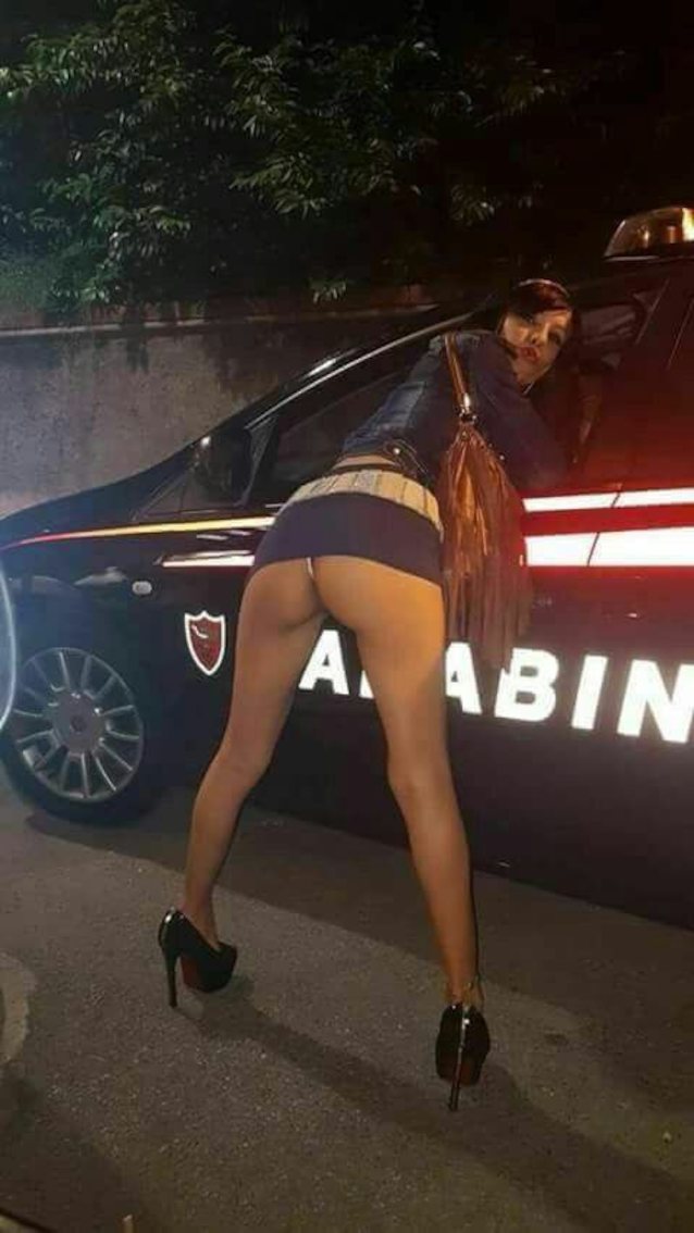 carabinieri, car, skirt, ass, brunette