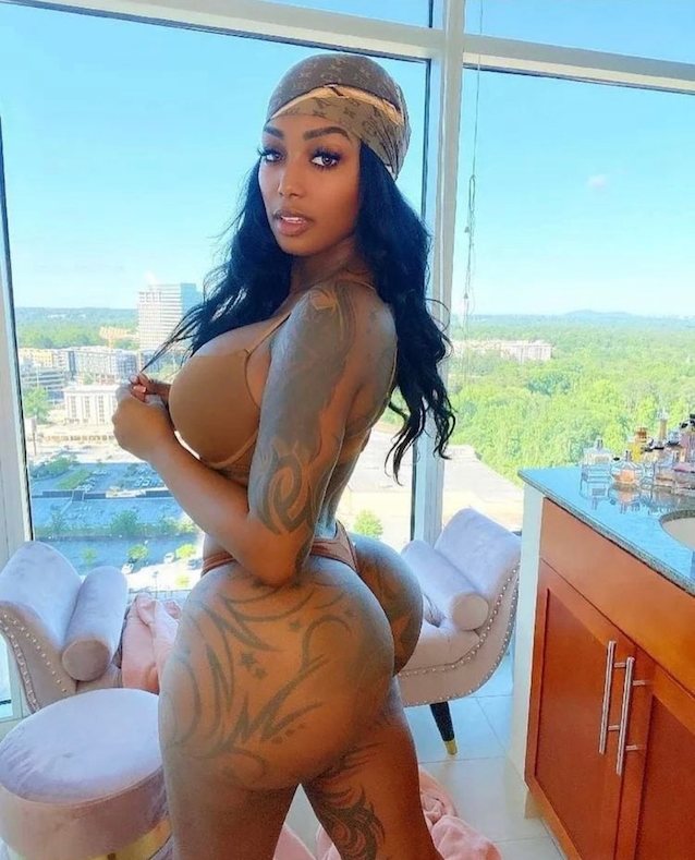 hot, black big ass, tattoo, black hair