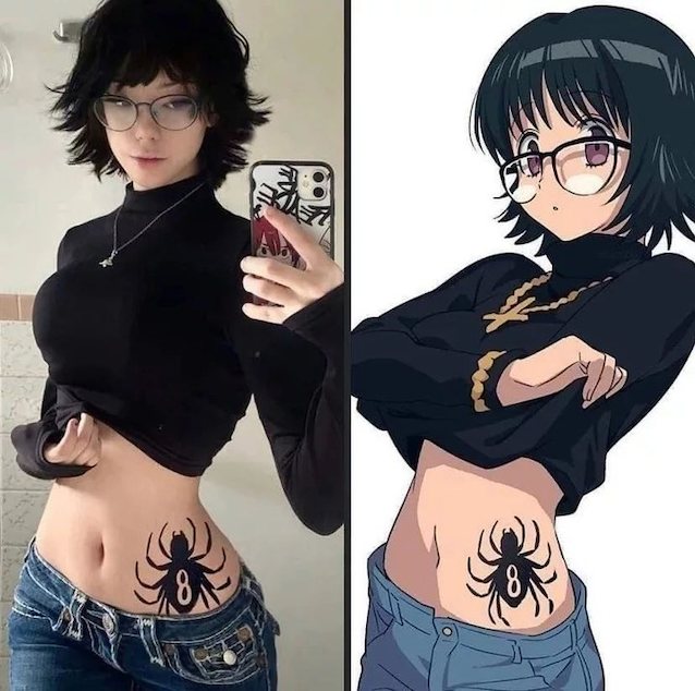 cosplay, tattoo, stomach, body, anime