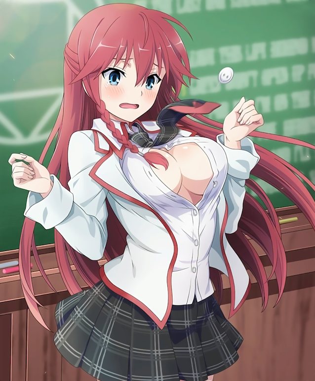 red hair, trinity seven, art, artist, hentai