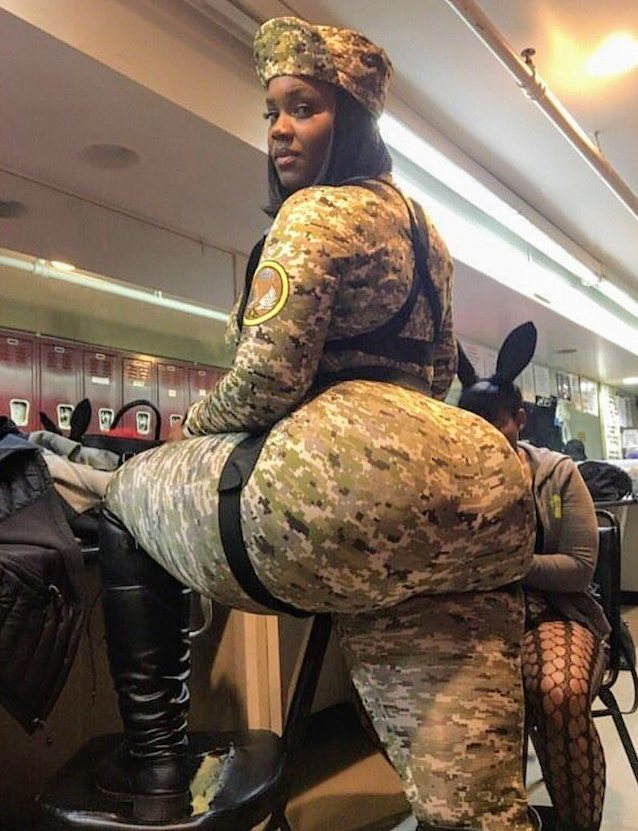 ebony, big ass, amateur, costume, military girl