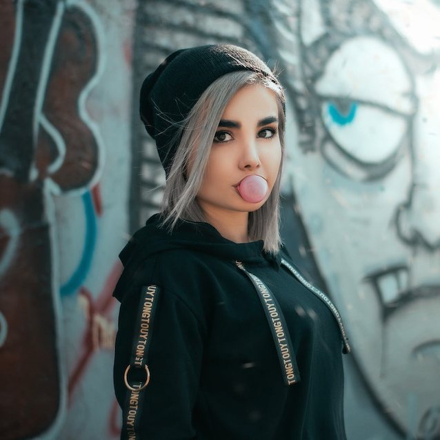 teen, grey hair, cap