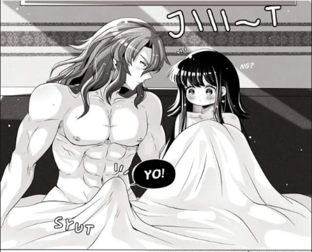 manga, doujin, muscle guy, bed, shy