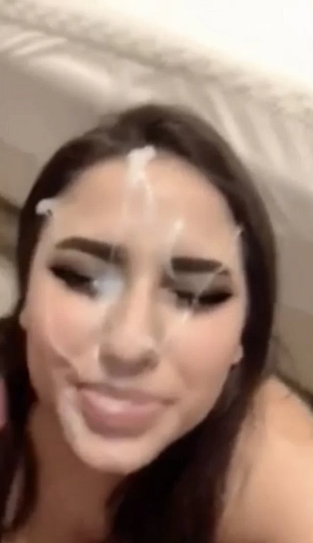 brunette, amateur, cum on face, facial, cum