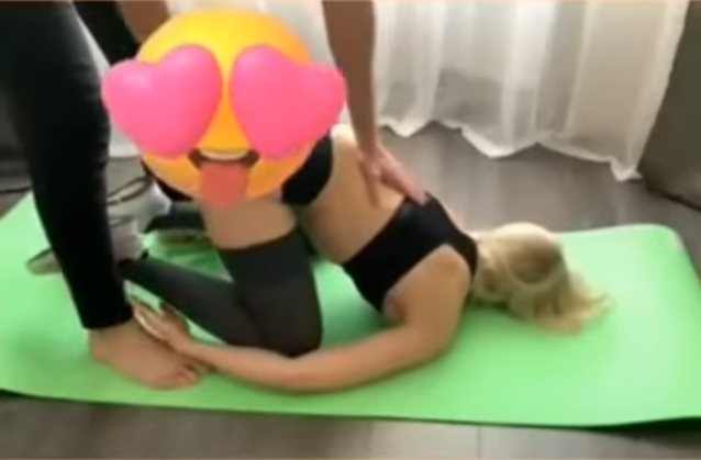 blonde, masturbation, yoga