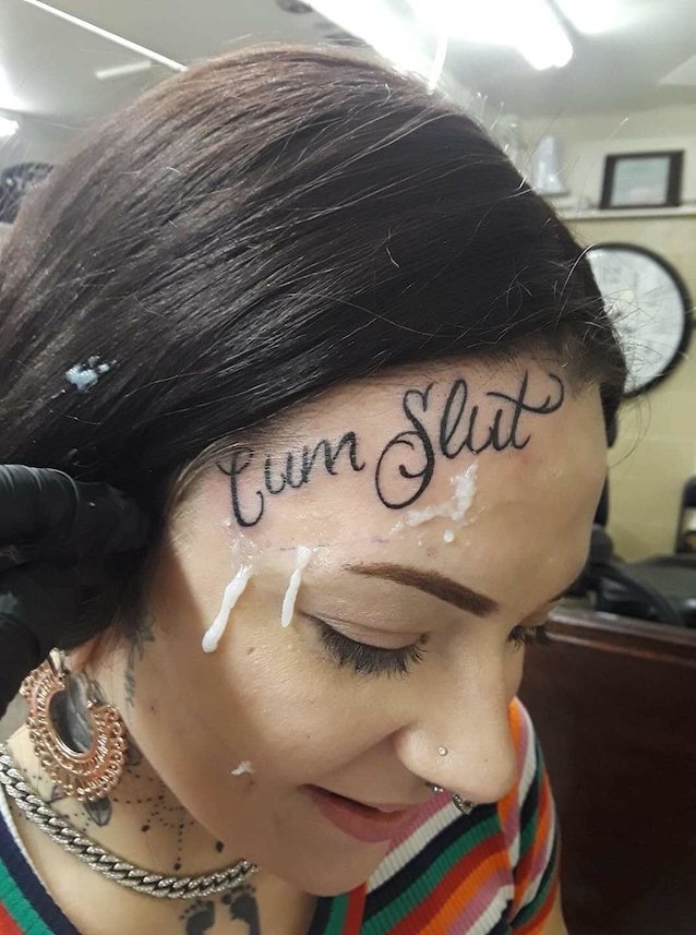 cumslut, tattoo, altgirl, facial, slut