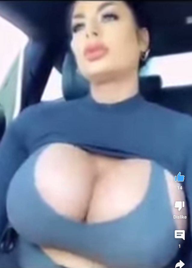 big boobs, big tits, big breast, jiggle, car