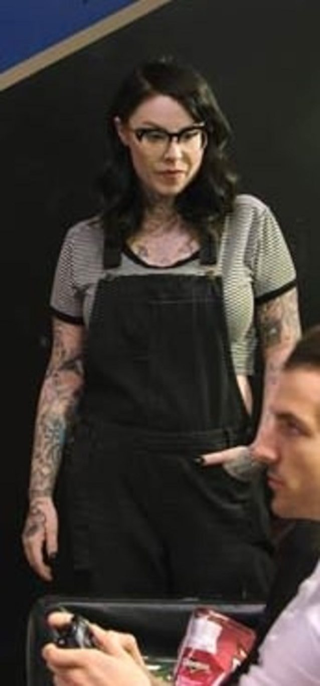 brunette tattoo boobs
