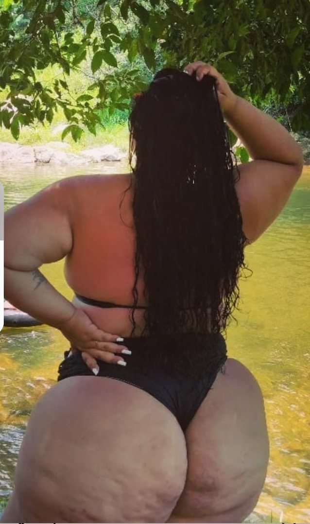 black bikini, cellulite, river, tree