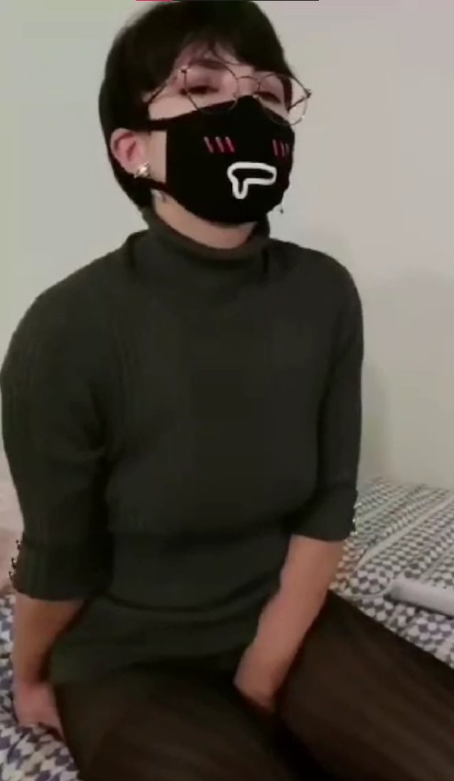 camgirl, short hair, masturbation, face mask