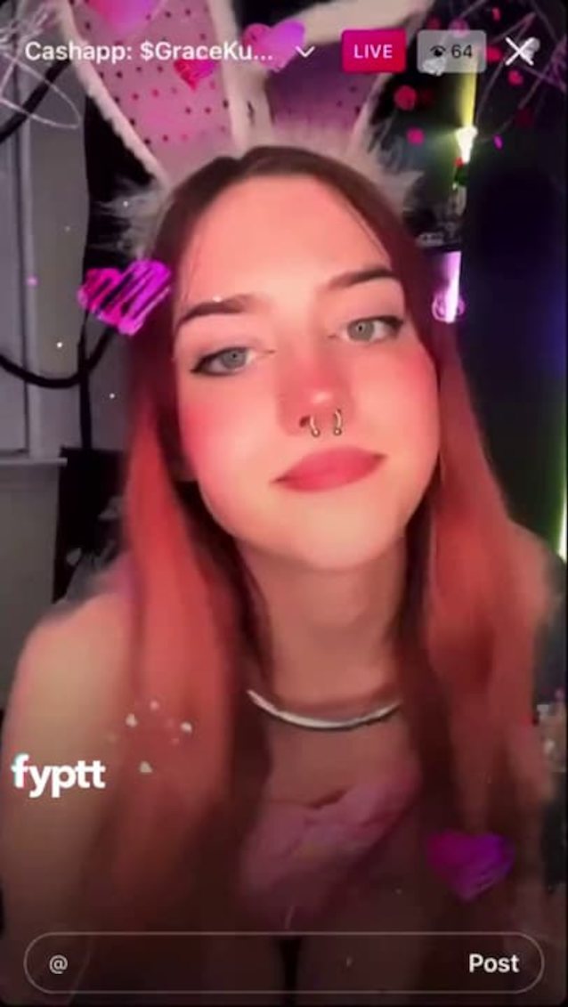 camgirl, tiktok, bunny headband, piercing, colored hair