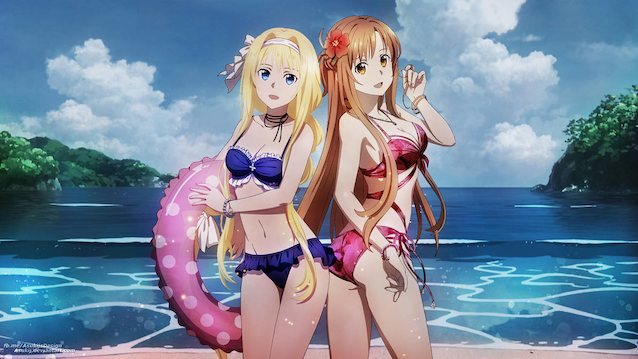 anime, art, sao, sword art online, beach