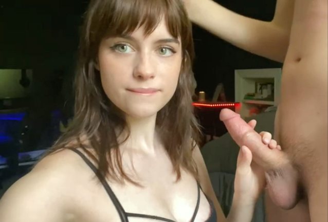 teen, facial, smile, blowjob, green eyes