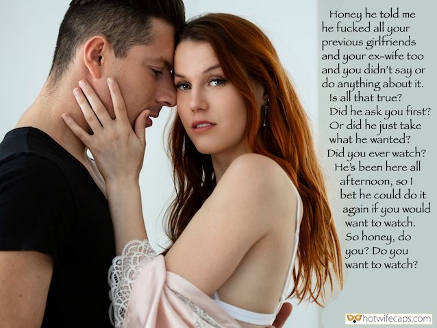 redhead, cuckold, talkie, caption