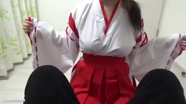 shrine maiden cosplay pov