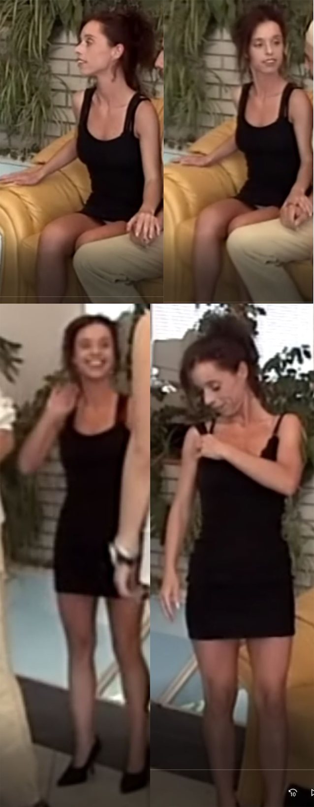 brunette black dress european