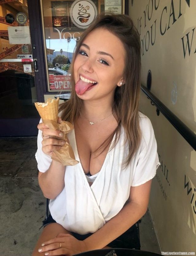 boobs, tongue, brunette