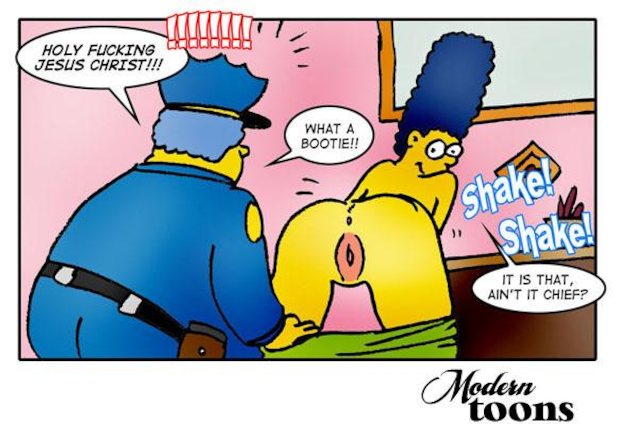 simpsons, marge simpson, chief wiggum, modern toons, porn comic