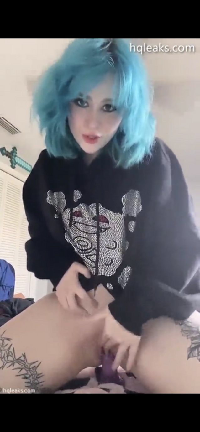 amateur, blue hair, tattoos, masturbation, solo