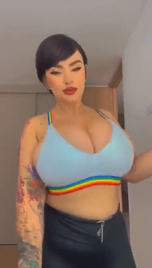 tiktok, busty, babe, short hair