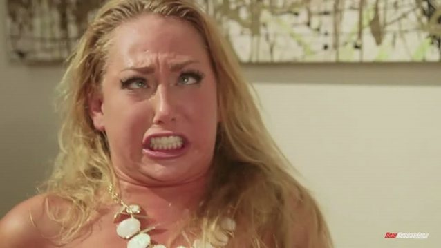 blonde, red face, orgasm, reaction face