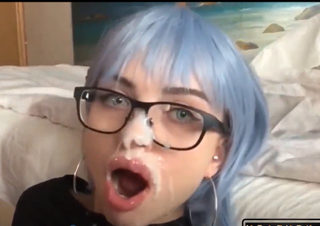 bluehair, cum, face