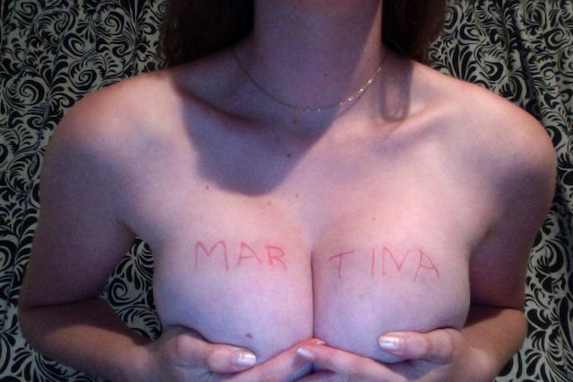 teen, martina, holding tits, big tits, writing