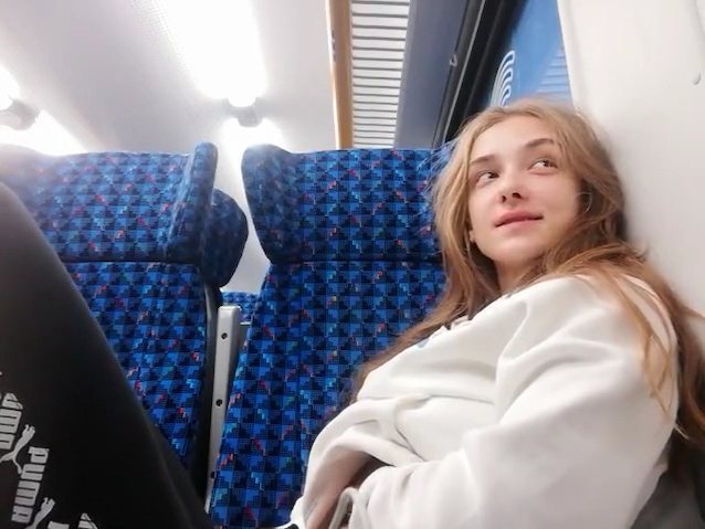 train mastrubating blonde