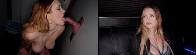 glory hole swallow blonde blowjob