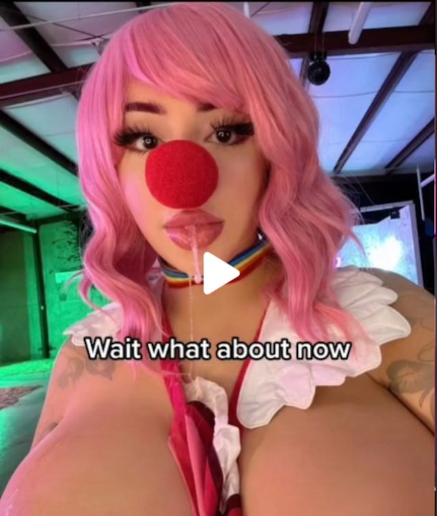 pink hair, cum in mouth, big tits