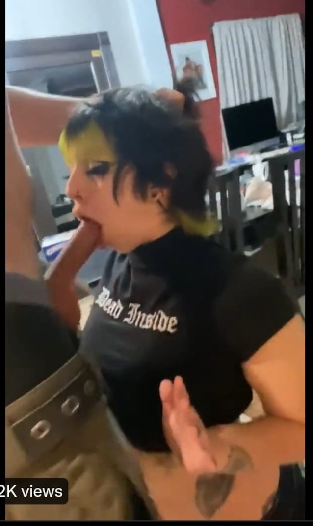 goth, amateur, blowjob, facefuck, green hair