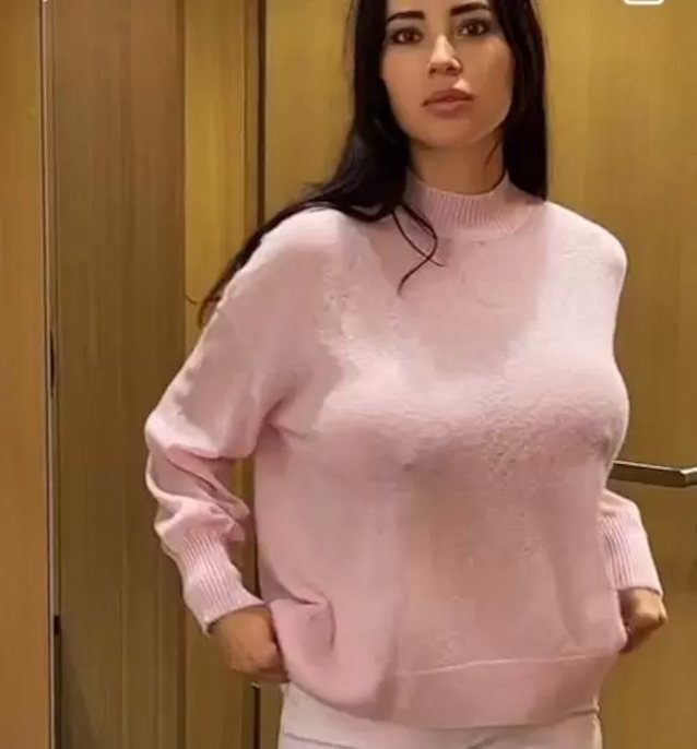 latina, brunette, big tits, sweater