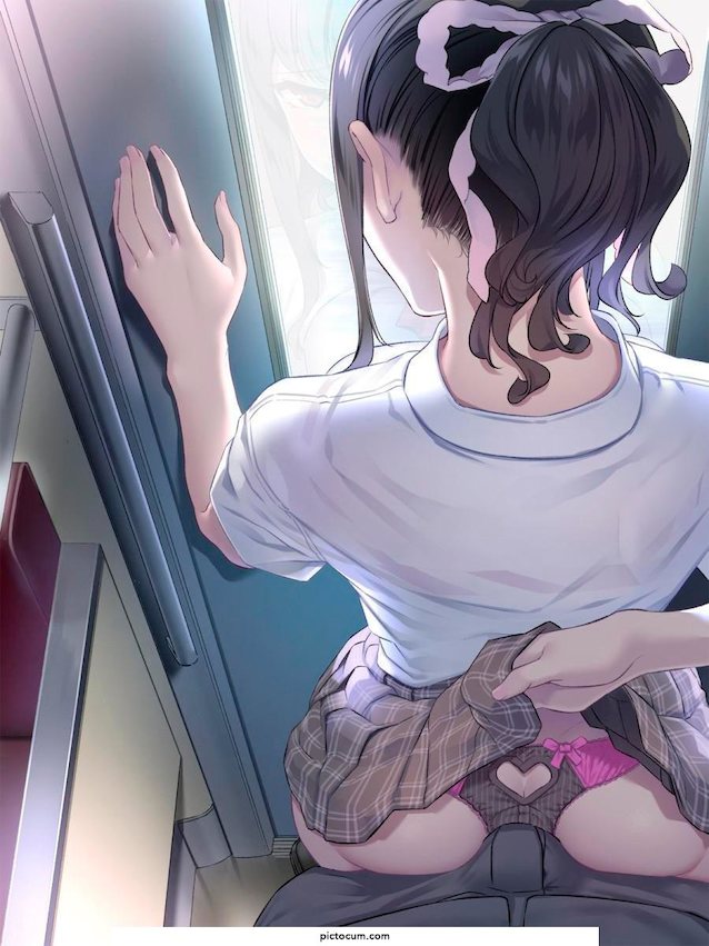 manga, dick on ass, train, from behind, panties