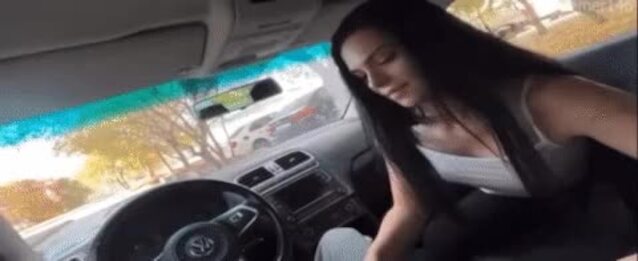 dark haired girl, vw golf 7, sex in vw, sex in golf 7, sex in car