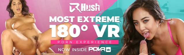 vrhush, povr, blowjob, brunette, blue eyes