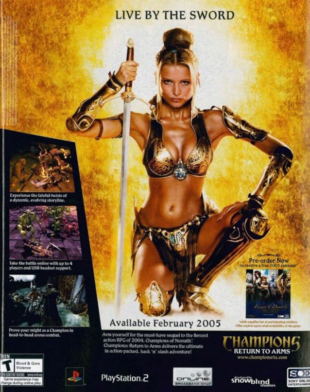 mid 00s, fantasy girl, video game ad