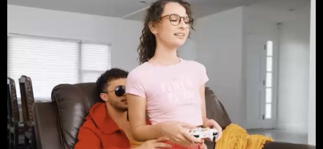 teen, glasse, controller, gaming, fucking